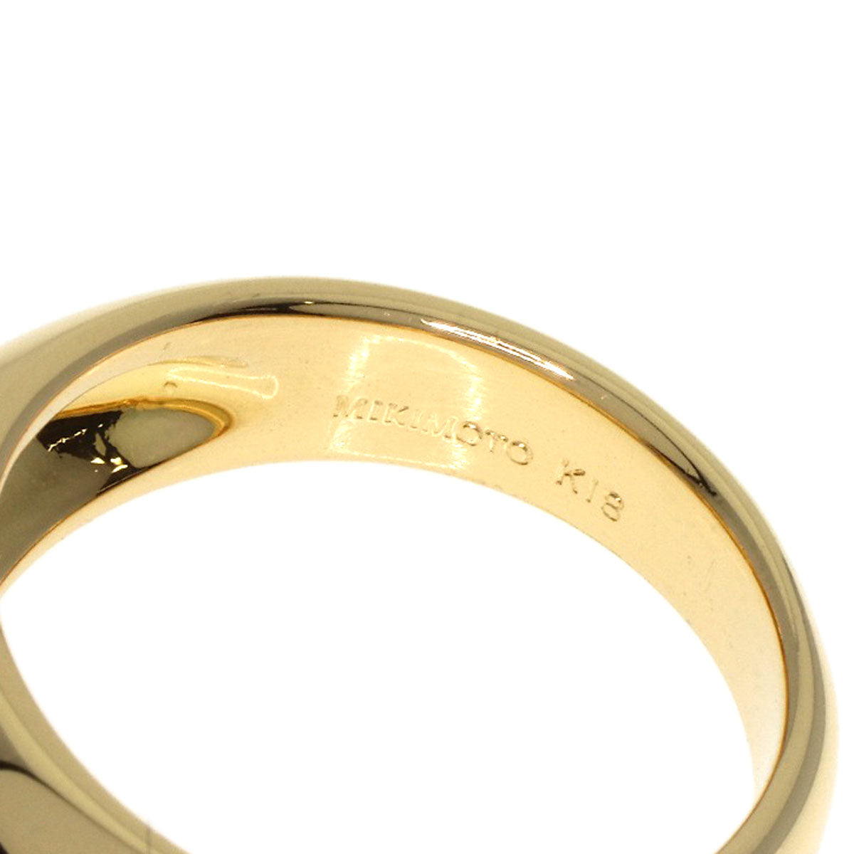 MIKIMOTO Clover motif 1P Diamond Ring K18 Yellow Gold Ladies [Used]