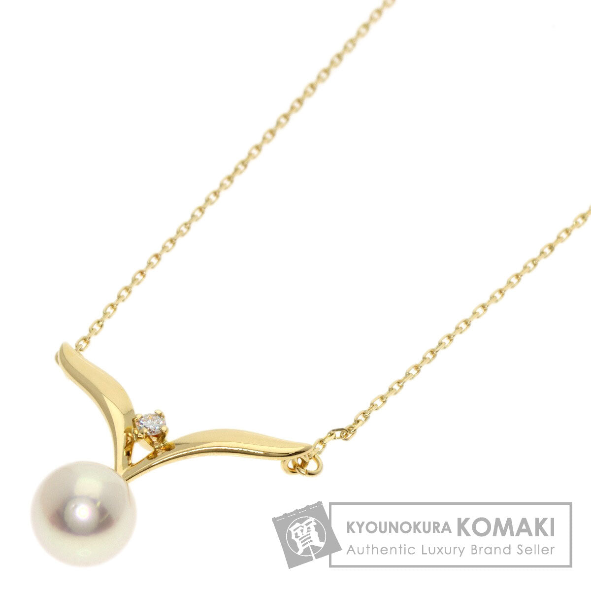 MIKIMOTO Pearl Pearl Diamond Necklace K18 Yellow Gold Ladies [Used]