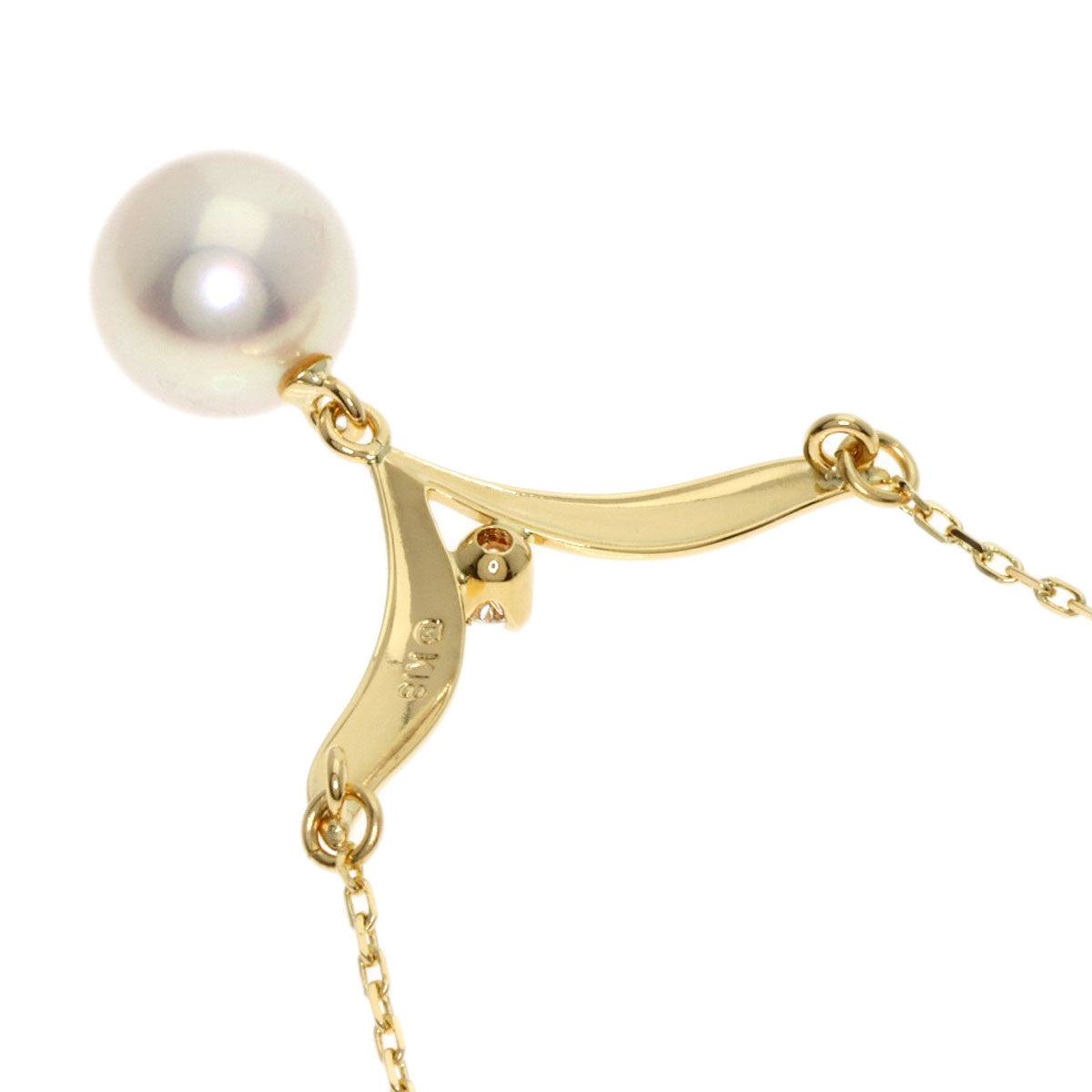 MIKIMOTO Pearl Pearl Diamond Necklace K18 Yellow Gold Ladies [Used]