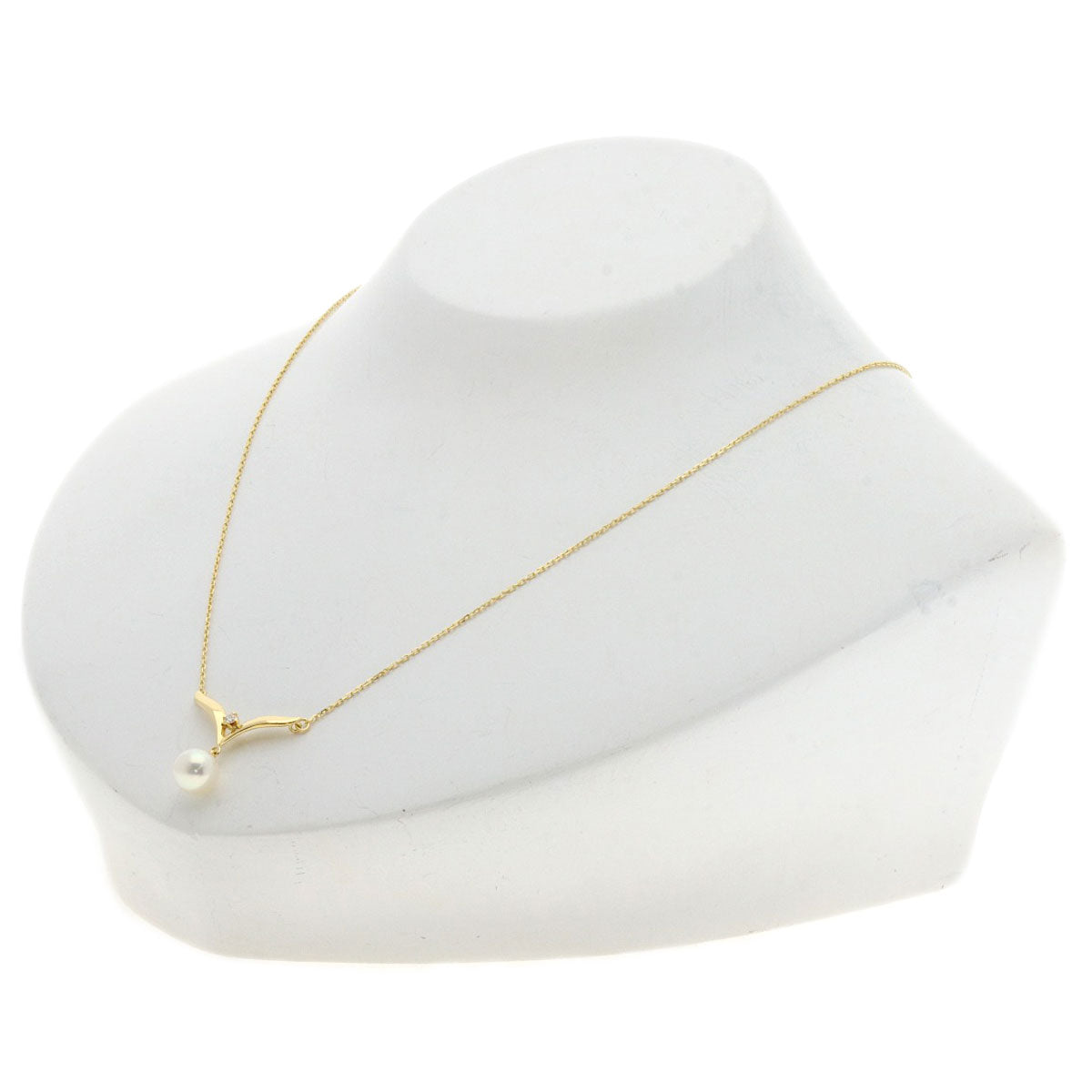 MIKIMOTO Pearl Pearl Diamond Necklace K18 Yellow Gold Ladies [Used]