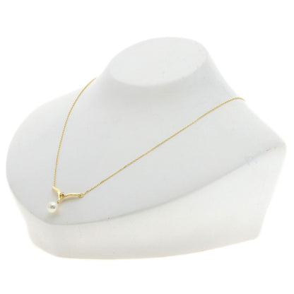 MIKIMOTO Pearl Pearl Diamond Necklace K18 Yellow Gold Ladies [Used]