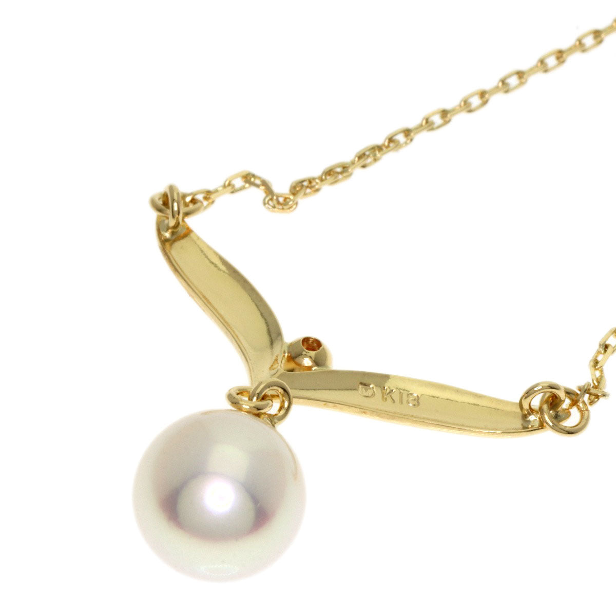 MIKIMOTO Pearl Pearl Diamond Necklace K18 Yellow Gold Ladies [Used]