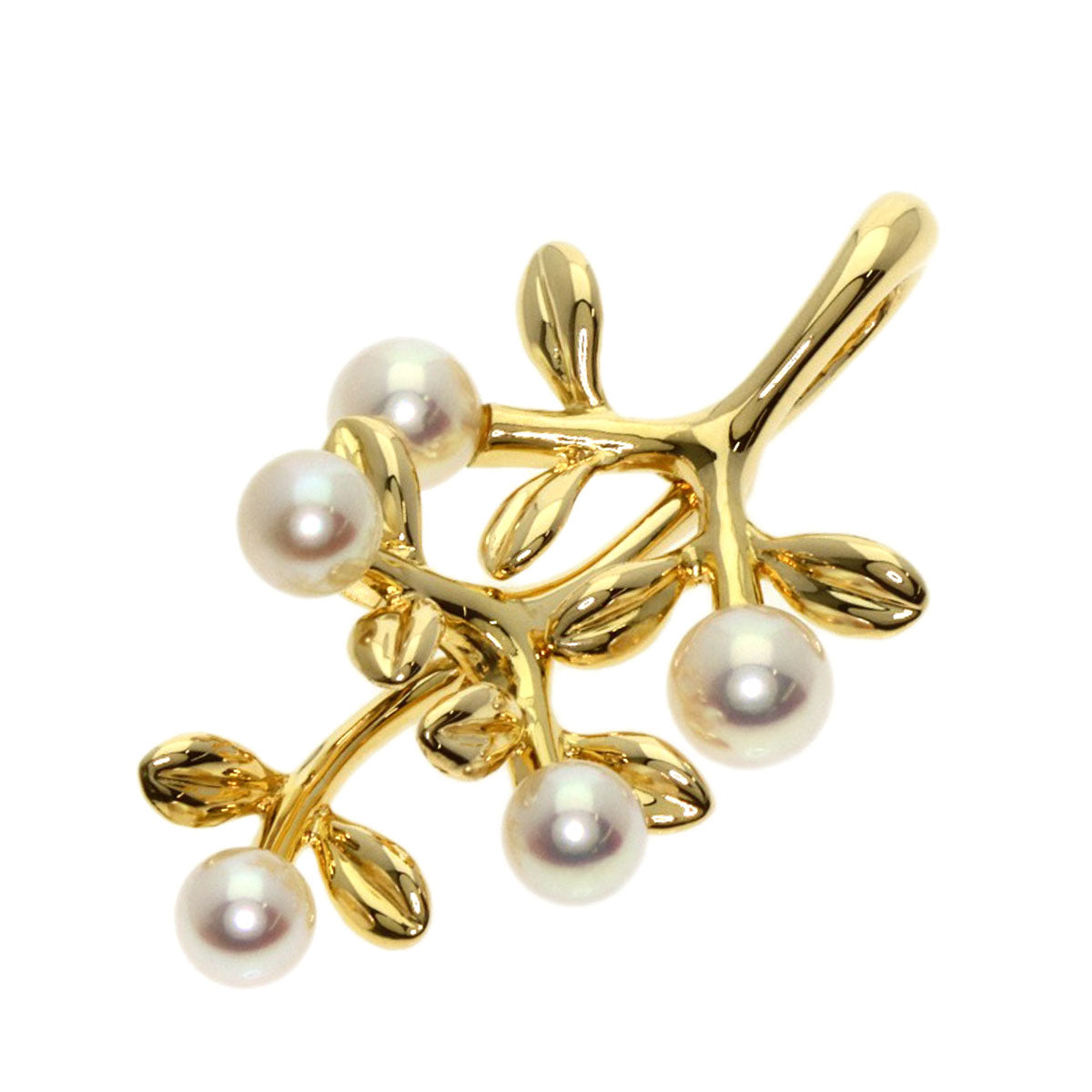 MIKIMOTO Olive Pearl Pearl Swing Pendant top K18 Yellow Gold Ladies [Used]