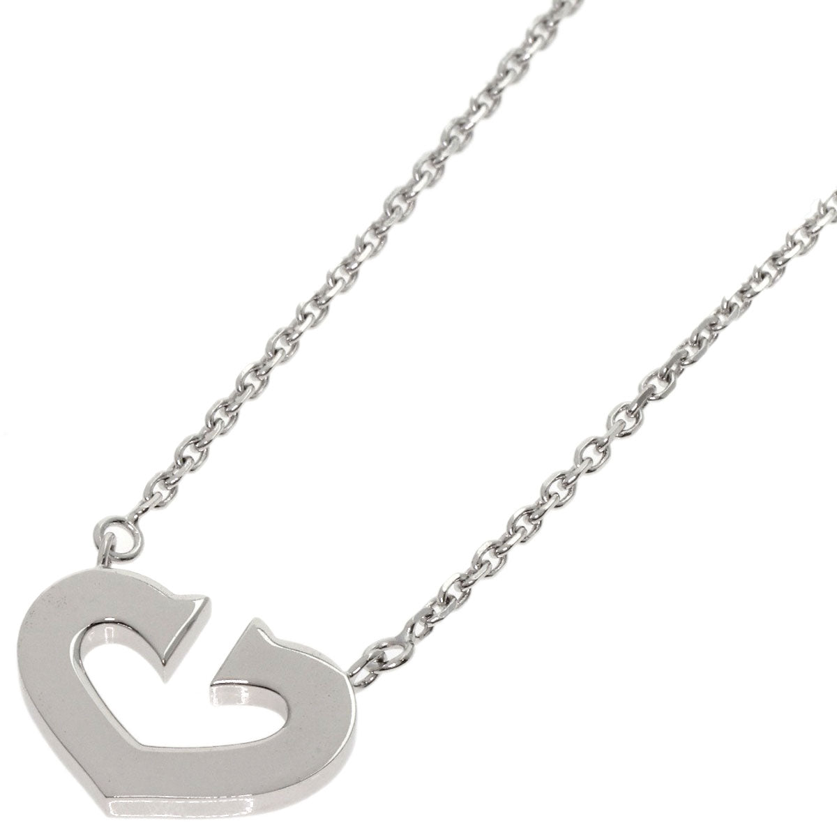 CARTIER C heart Necklace K18 White Gold Ladies [Used]