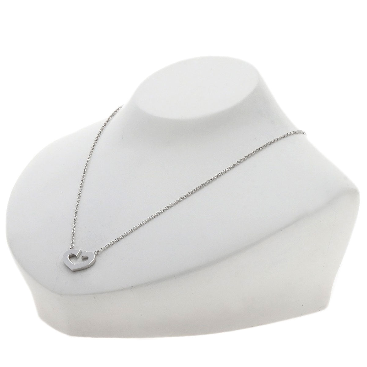 CARTIER C heart Necklace K18 White Gold Ladies [Used]