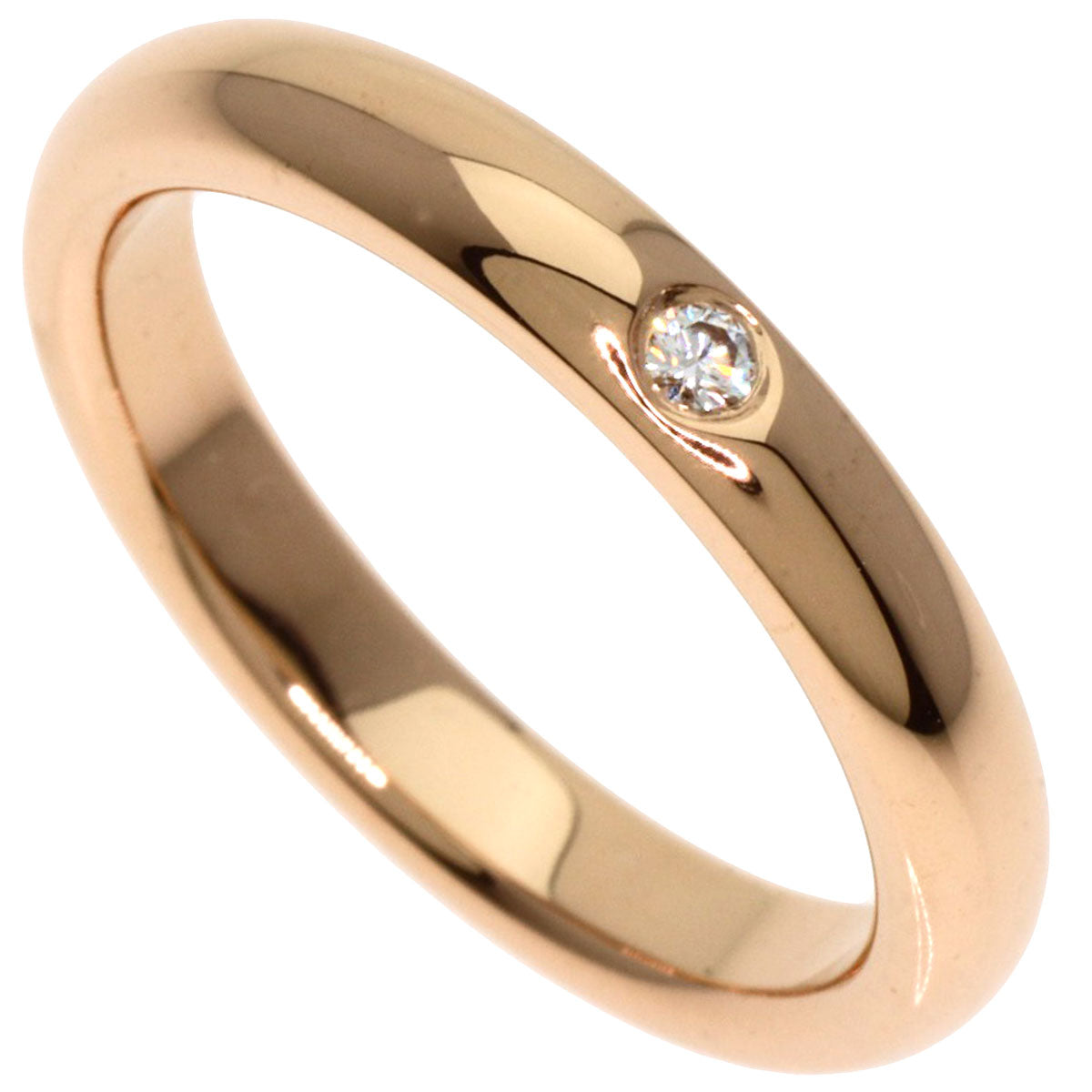 TIFFANY&Co. Stacking band ring 1P Diamond Ring K18 Pink Gold Ladies [Used]