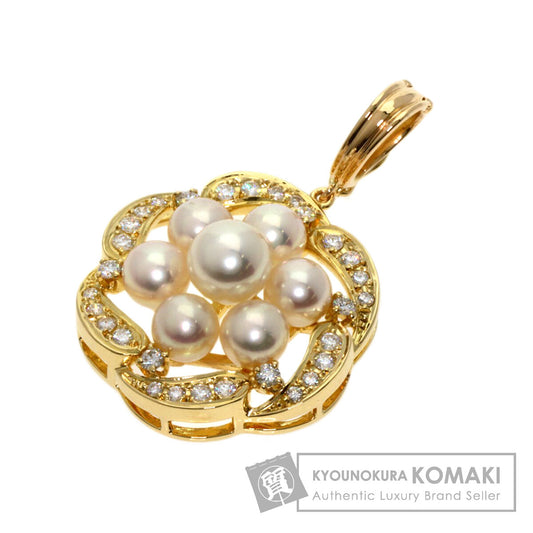 MIKIMOTO Pearl Pearl Diamond Pendant top K18 Yellow Gold Ladies [Used]