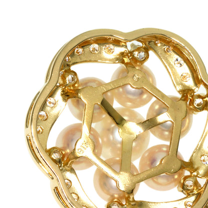 MIKIMOTO Pearl Pearl Diamond Pendant top K18 Yellow Gold Ladies [Used]