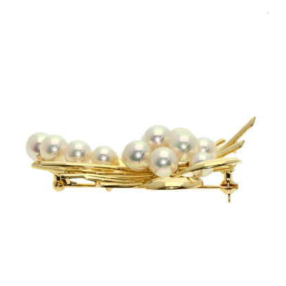 MIKIMOTO Pearl Pearl Brooch K18 Yellow Gold Ladies [Used]