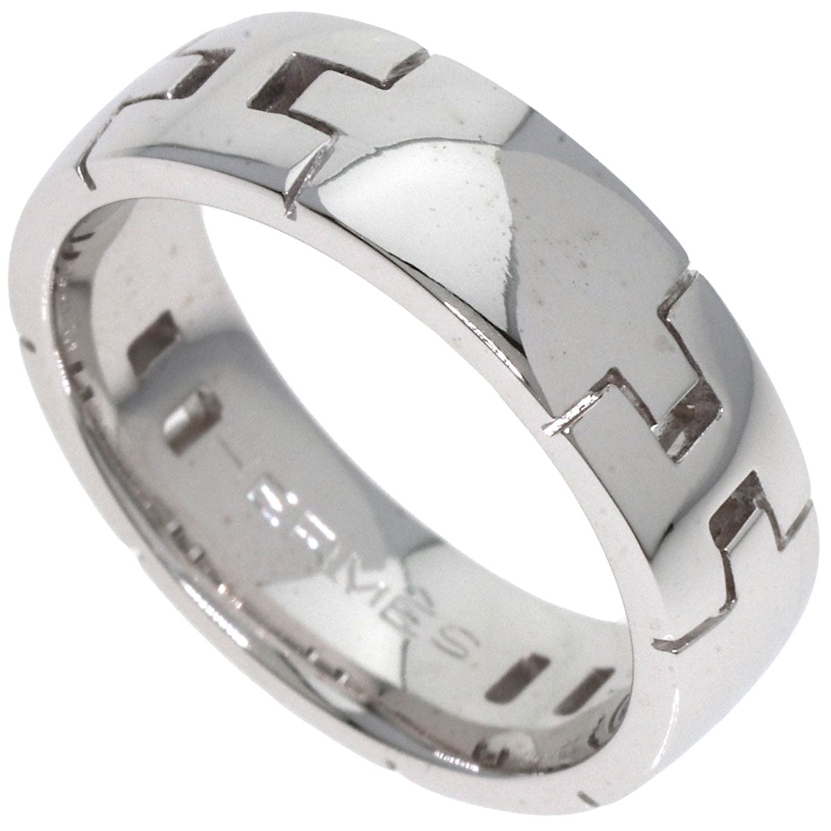HERMES Hercules # 50 Ring K18 White Gold Ladies [Used]