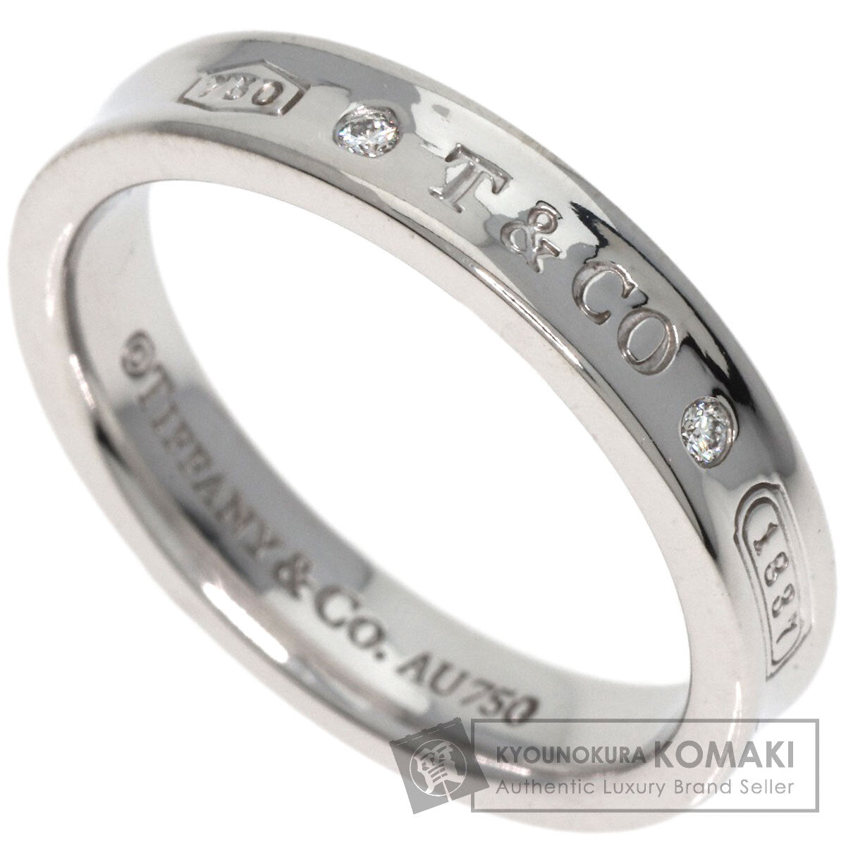 TIFFANY&Co. 1837 Narrow 2P Diamond Ring K18 White Gold Ladies [Used]