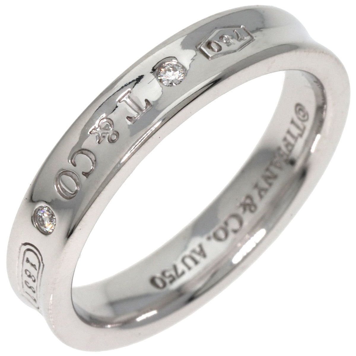 TIFFANY&Co. 1837 Narrow 2P Diamond Ring K18 White Gold Ladies [Used]