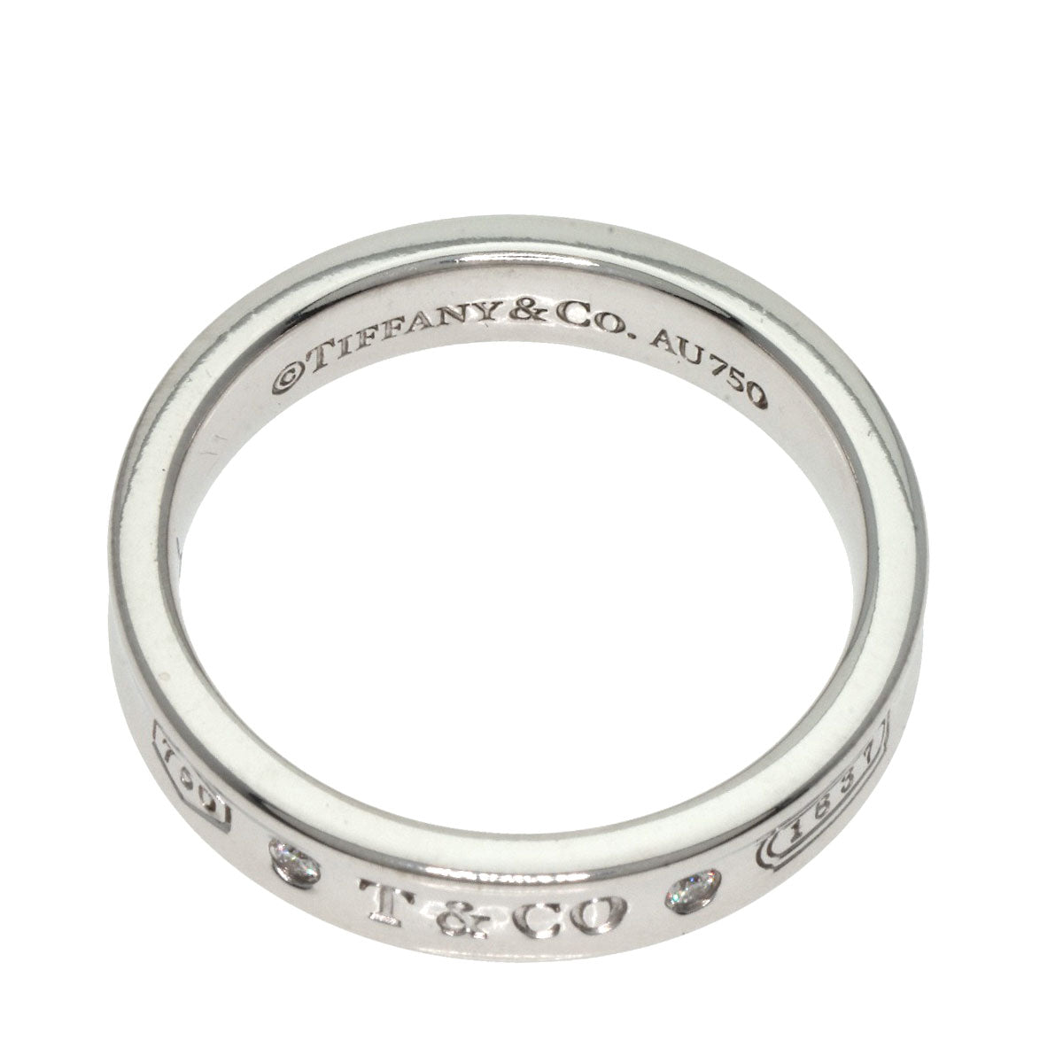 TIFFANY&Co. 1837 Narrow 2P Diamond Ring K18 White Gold Ladies [Used]