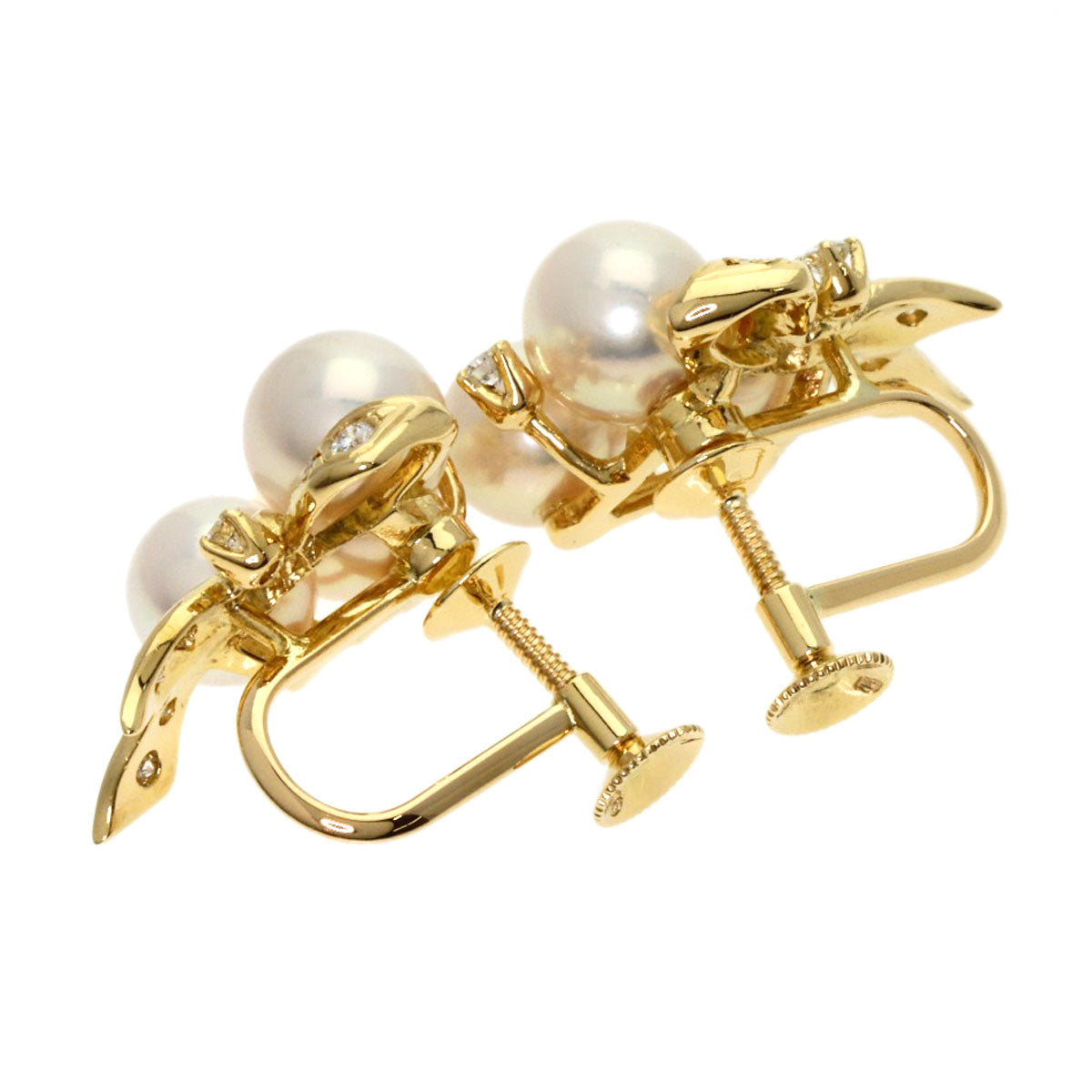 MIKIMOTO   Earring Pearl Pearl Diamond K18 Yellow Gold Ladies