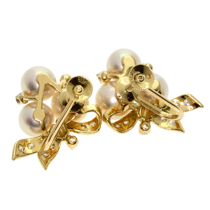 MIKIMOTO   Earring Pearl Pearl Diamond K18 Yellow Gold Ladies