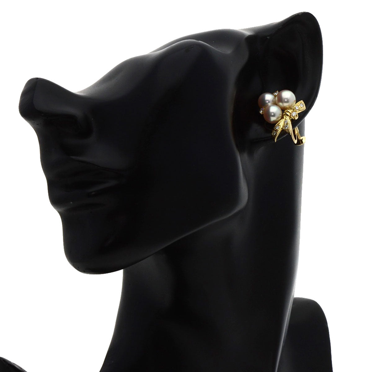 MIKIMOTO   Earring Pearl Pearl Diamond K18 Yellow Gold Ladies