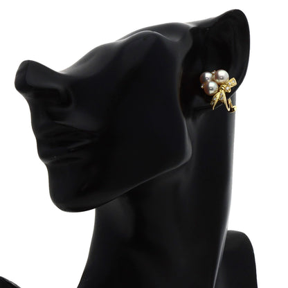 MIKIMOTO   Earring Pearl Pearl Diamond K18 Yellow Gold Ladies