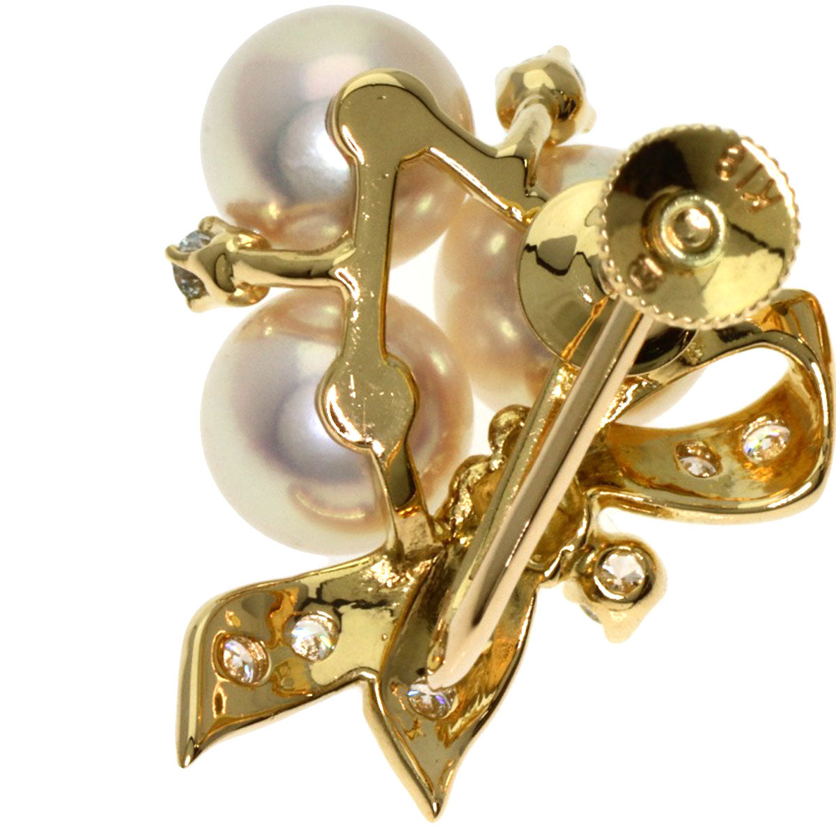 MIKIMOTO   Earring Pearl Pearl Diamond K18 Yellow Gold Ladies