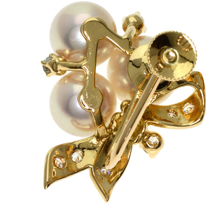 MIKIMOTO   Earring Pearl Pearl Diamond K18 Yellow Gold Ladies