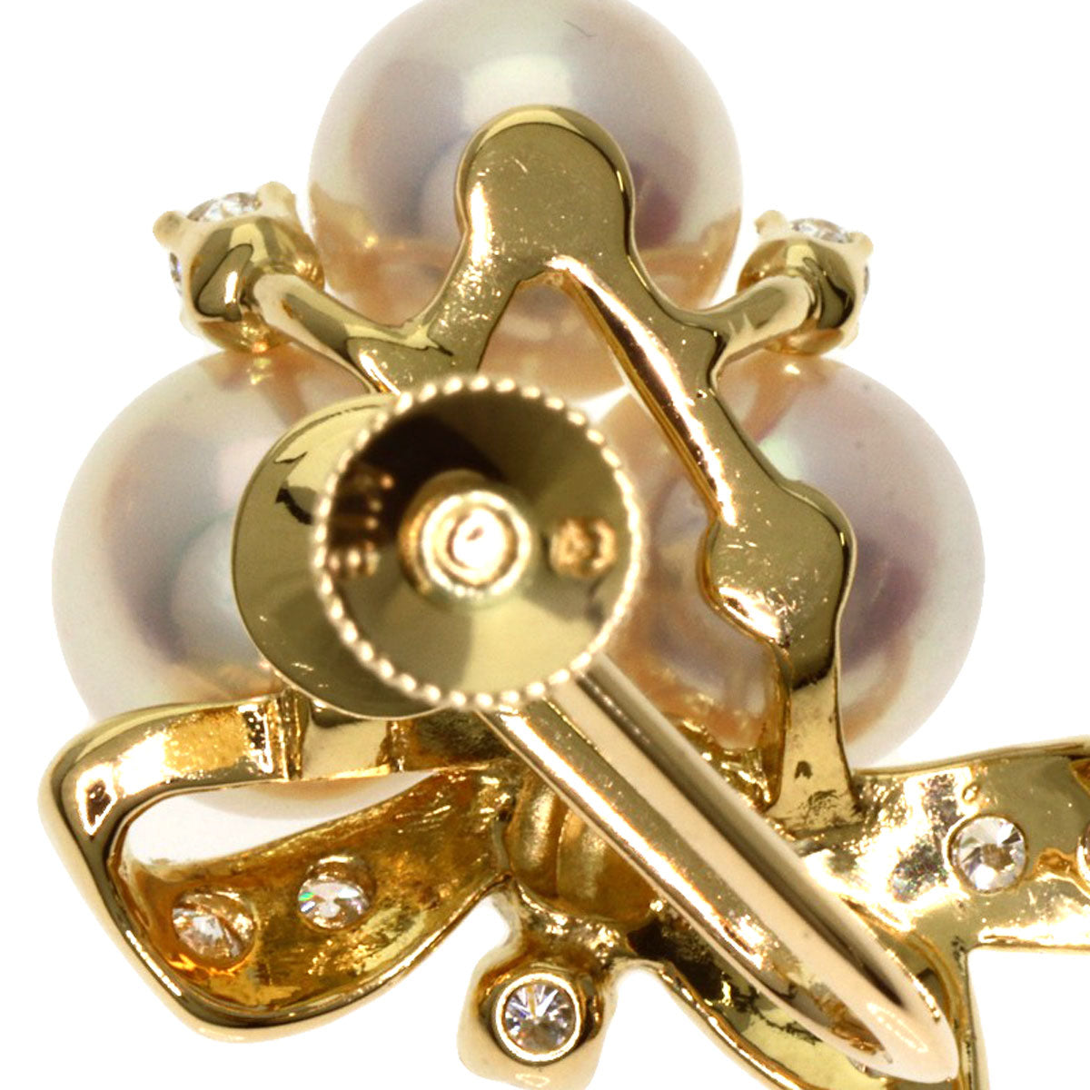 MIKIMOTO   Earring Pearl Pearl Diamond K18 Yellow Gold Ladies