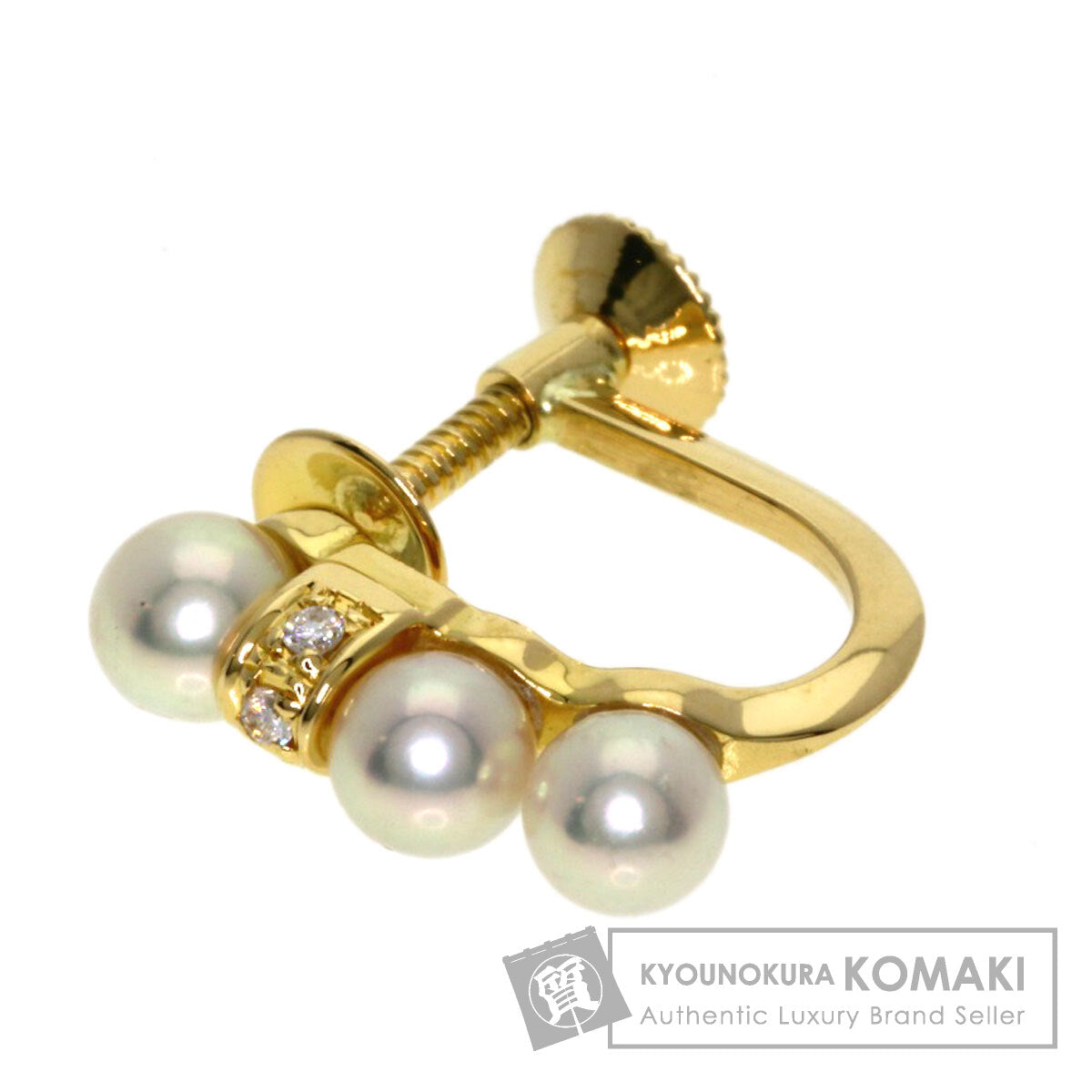 TASAKI Pearl Pearl Diamond One piece only Earring K18 Yellow Gold Ladies [Used]
