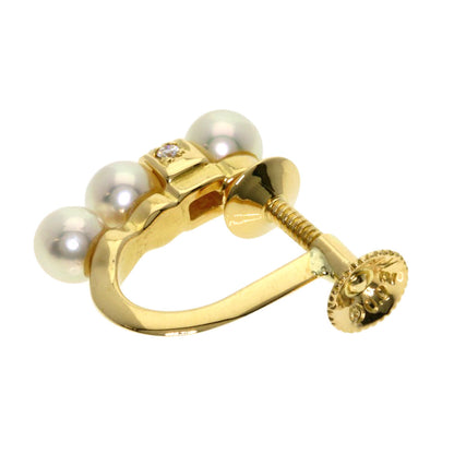 TASAKI Pearl Pearl Diamond One piece only Earring K18 Yellow Gold Ladies [Used]