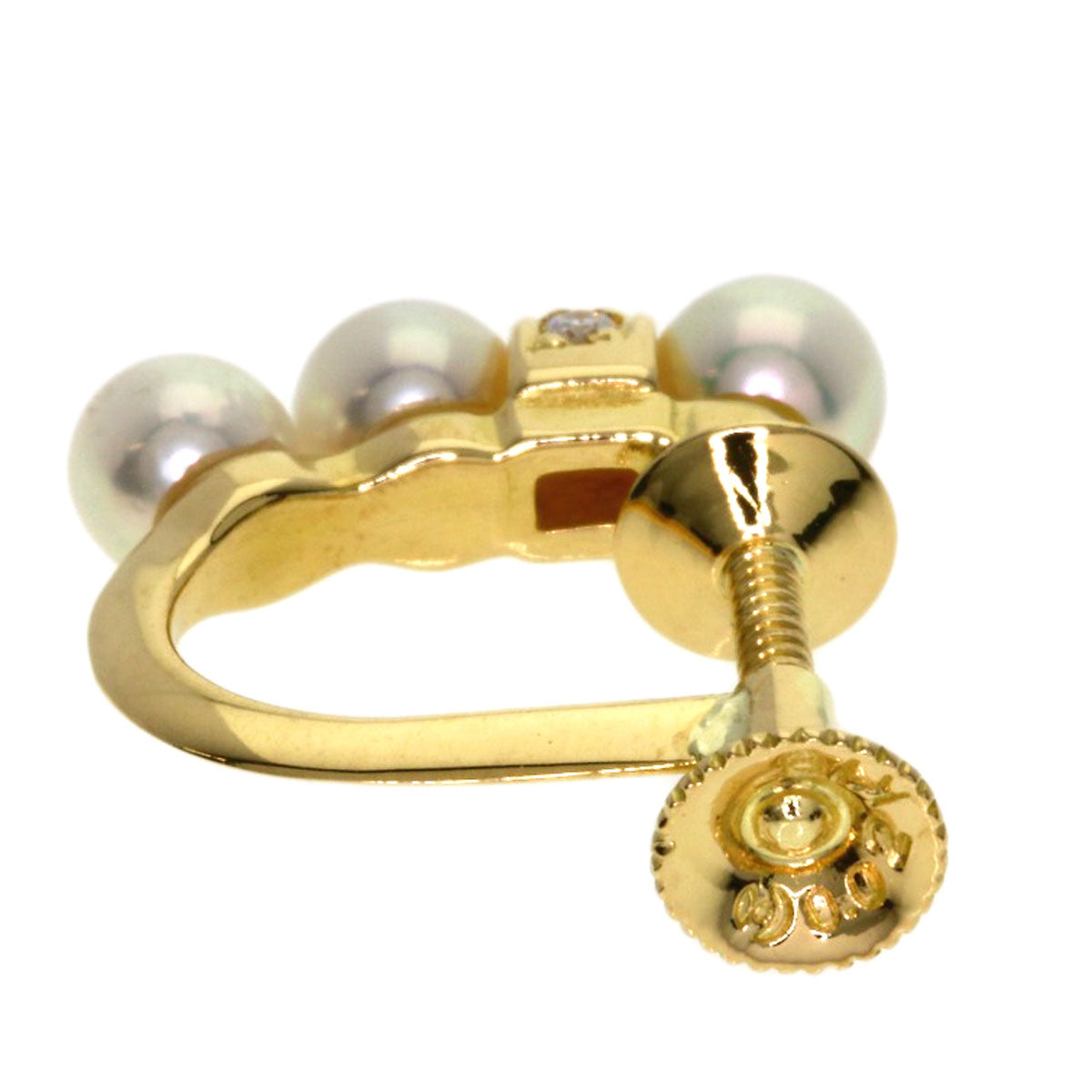TASAKI Pearl Pearl Diamond One piece only Earring K18 Yellow Gold Ladies [Used]