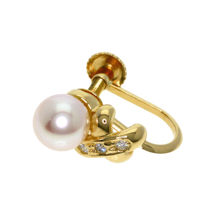TASAKI Pearl Pearl Diamond One piece only Earring K18 Yellow Gold Ladies [Used]