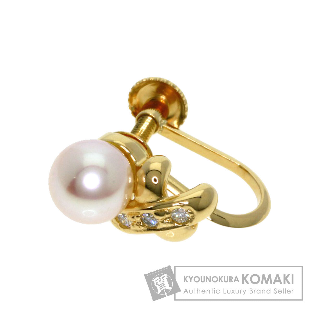TASAKI Pearl Pearl Diamond One piece only Earring K18 Yellow Gold Ladies [Used]