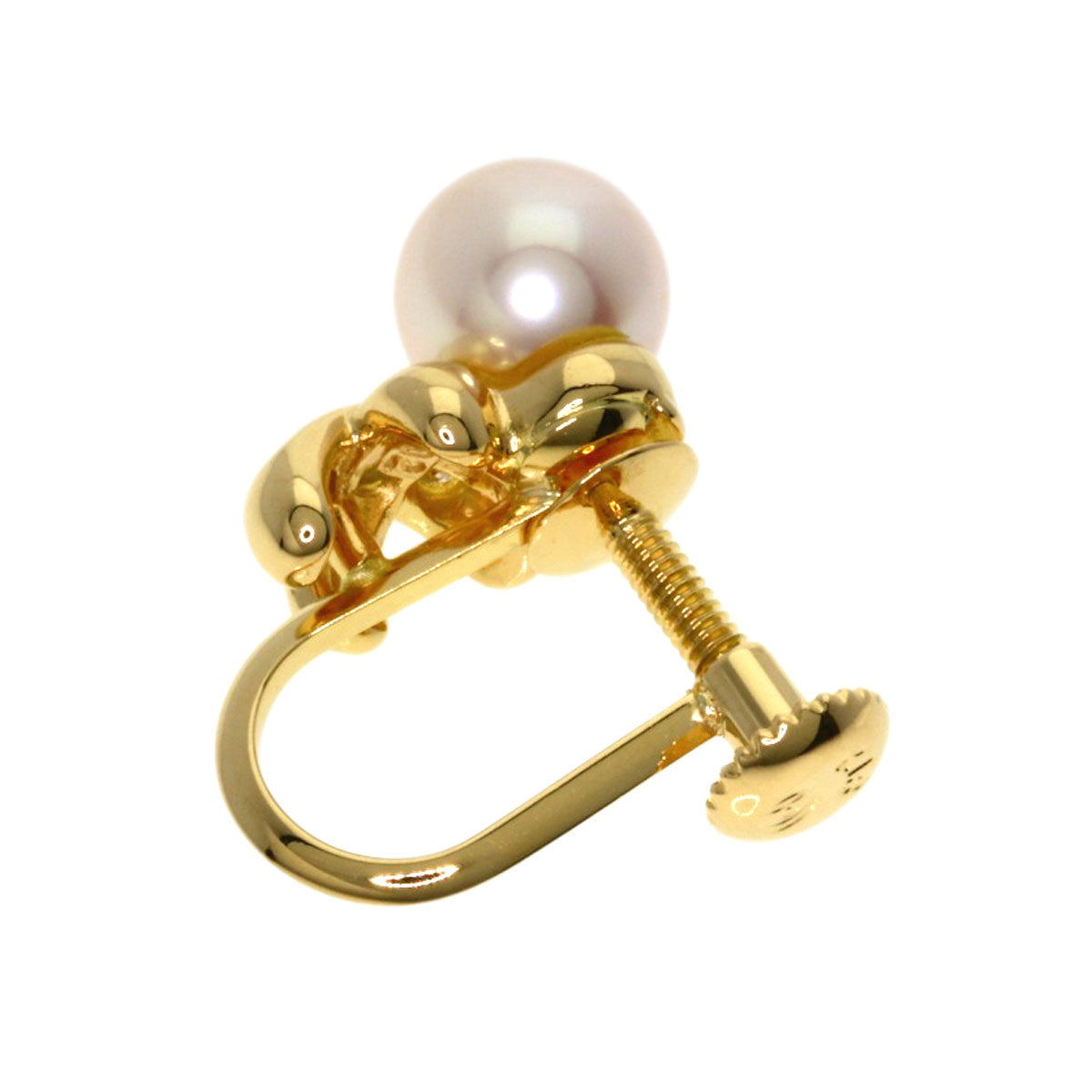 TASAKI Pearl Pearl Diamond One piece only Earring K18 Yellow Gold Ladies [Used]