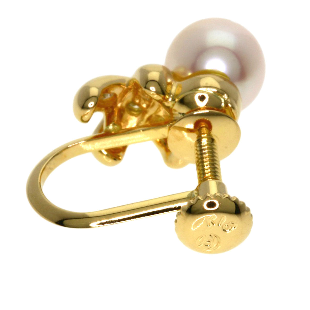 TASAKI Pearl Pearl Diamond One piece only Earring K18 Yellow Gold Ladies [Used]