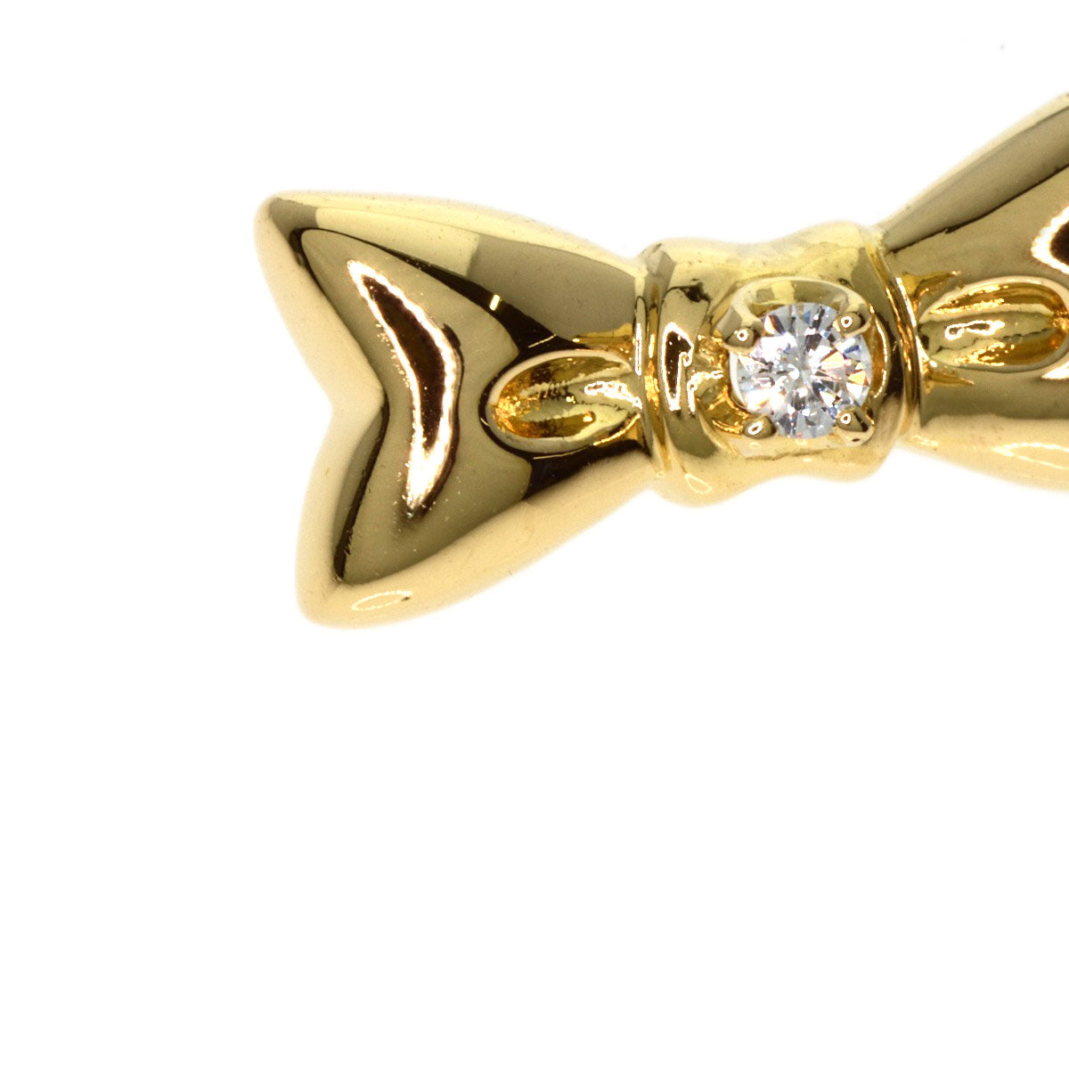 MIKIMOTO   Ribbon Diamond Pendant top  K18 Yellow Gold Ladies [Used]