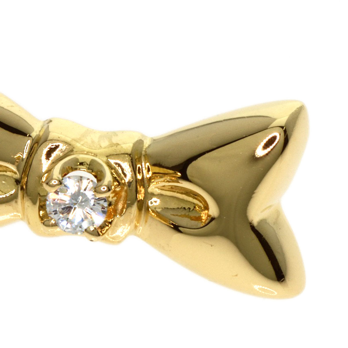 MIKIMOTO   Ribbon Diamond Pendant top  K18 Yellow Gold Ladies [Used]