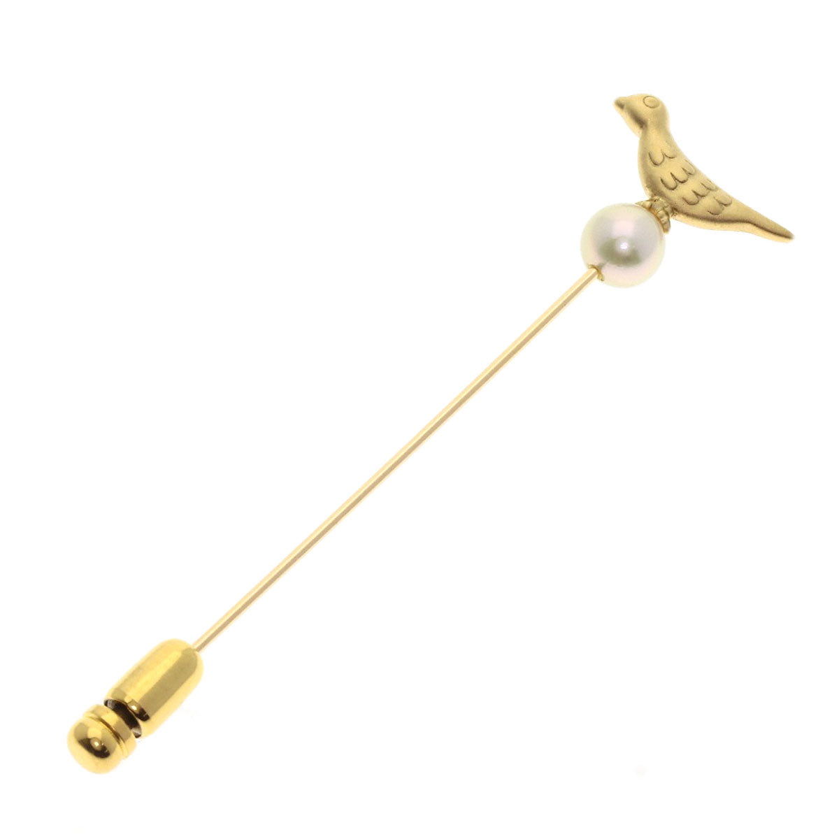 MIKIMOTO Pearl Pearl Bird Motif Pin Brooch Brooch K18 Yellow Gold Ladies [Used]
