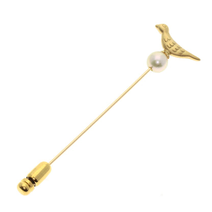 MIKIMOTO Pearl Pearl Bird Motif Pin Brooch Brooch K18 Yellow Gold Ladies [Used]
