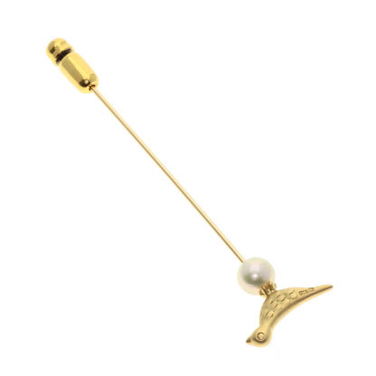 MIKIMOTO Pearl Pearl Bird Motif Pin Brooch Brooch K18 Yellow Gold Ladies [Used]