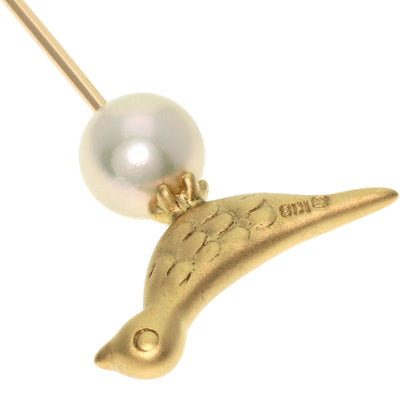 MIKIMOTO Pearl Pearl Bird Motif Pin Brooch Brooch K18 Yellow Gold Ladies [Used]