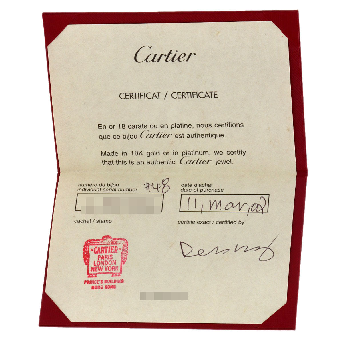 CARTIER love ring #48 Ring K18 White Gold Ladies [Used]