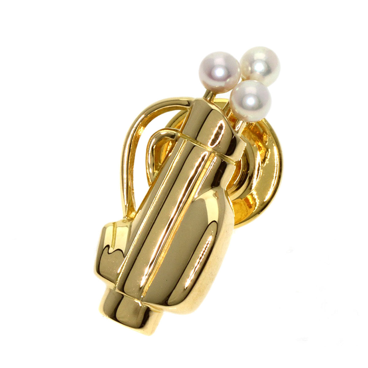 MIKIMOTO Golf Bag Pearl Pearl Pin Brooch Brooch K18 Yellow Gold Ladies [Used]