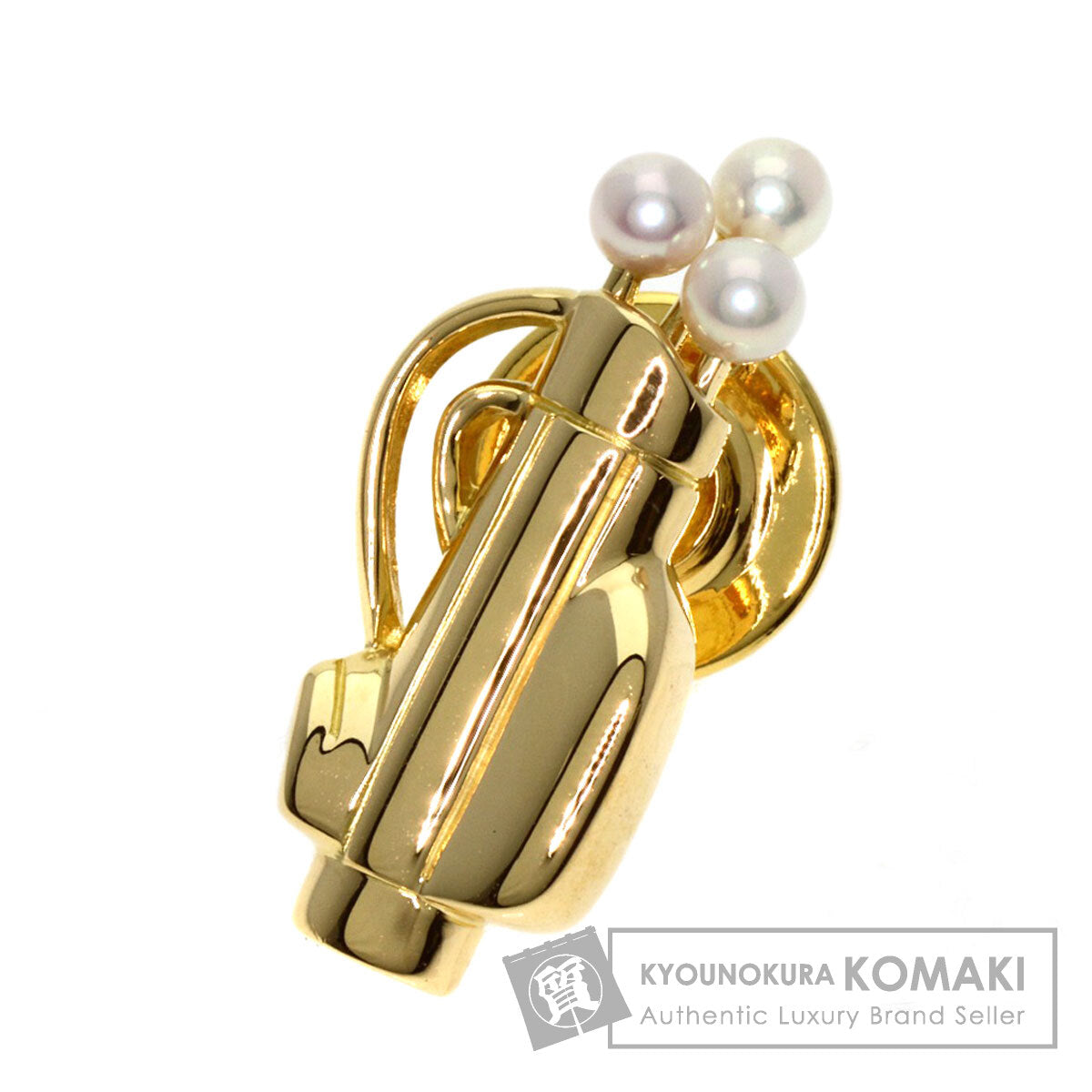 MIKIMOTO Golf Bag Pearl Pearl Pin Brooch Brooch K18 Yellow Gold Ladies [Used]