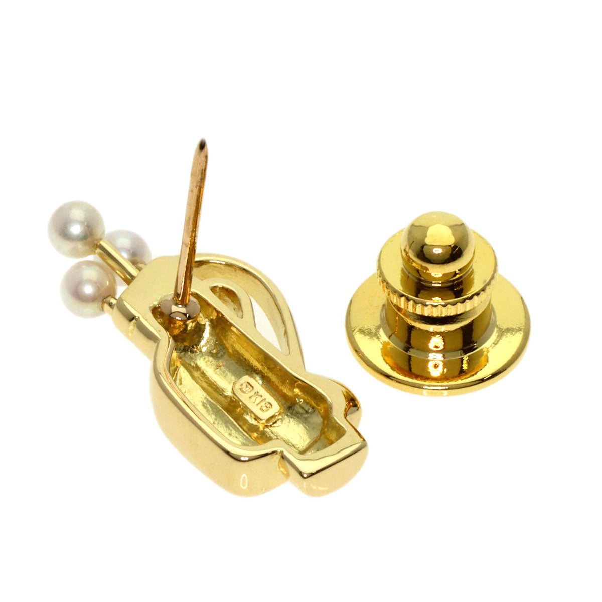 MIKIMOTO Golf Bag Pearl Pearl Pin Brooch Brooch K18 Yellow Gold Ladies [Used]
