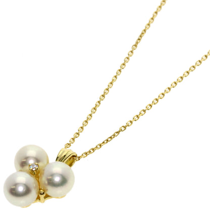 MIKIMOTO Pearl Pearl Diamond Necklace K18 Yellow Gold Ladies [Used]