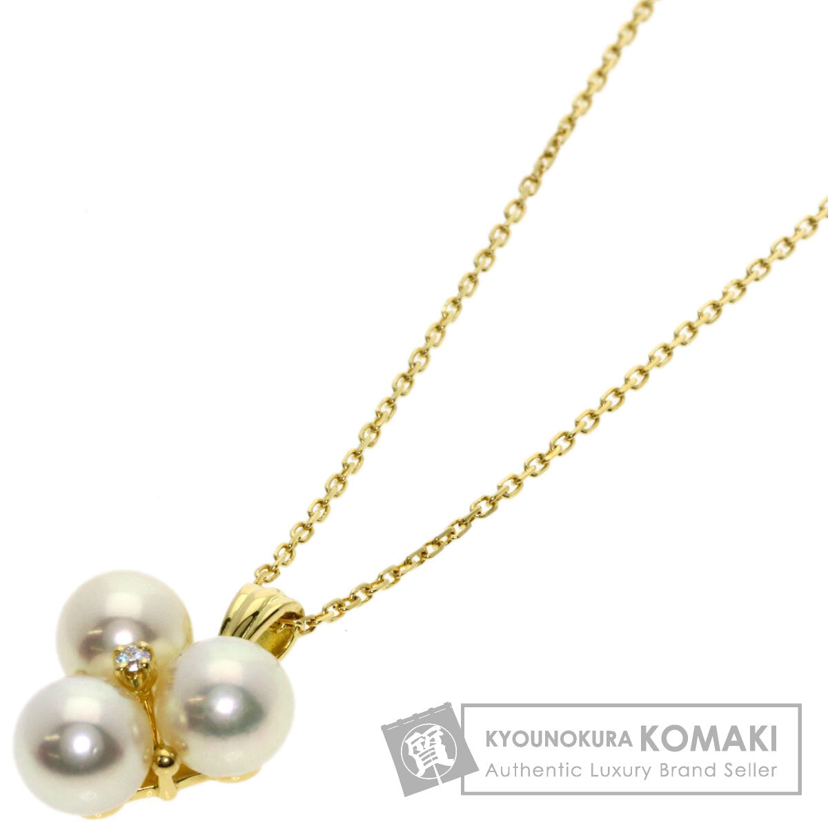 MIKIMOTO Pearl Pearl Diamond Necklace K18 Yellow Gold Ladies [Used]