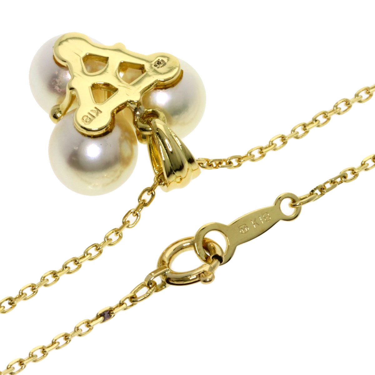 MIKIMOTO Pearl Pearl Diamond Necklace K18 Yellow Gold Ladies [Used]