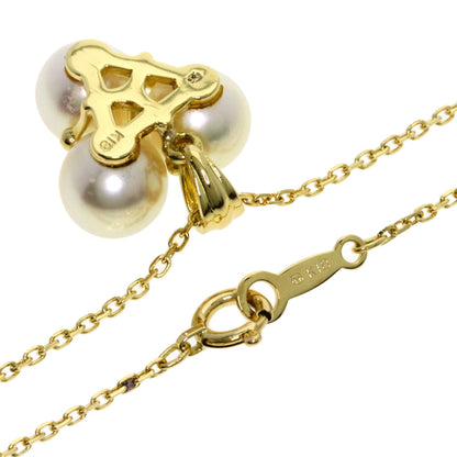 MIKIMOTO Pearl Pearl Diamond Necklace K18 Yellow Gold Ladies [Used]