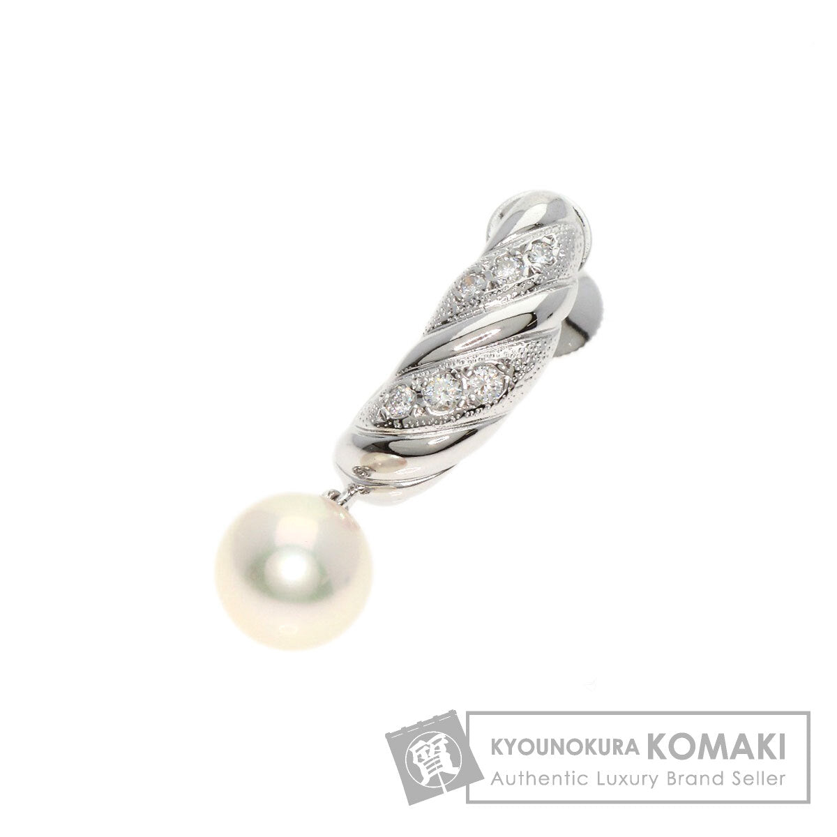 MIKIMOTO Pearl Pearl Diamond One piece only Earring K18 White Gold Ladies [Used]