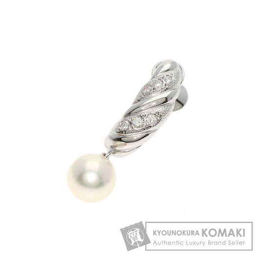 MIKIMOTO Pearl Pearl Diamond One piece only Earring K18 White Gold Ladies [Used]