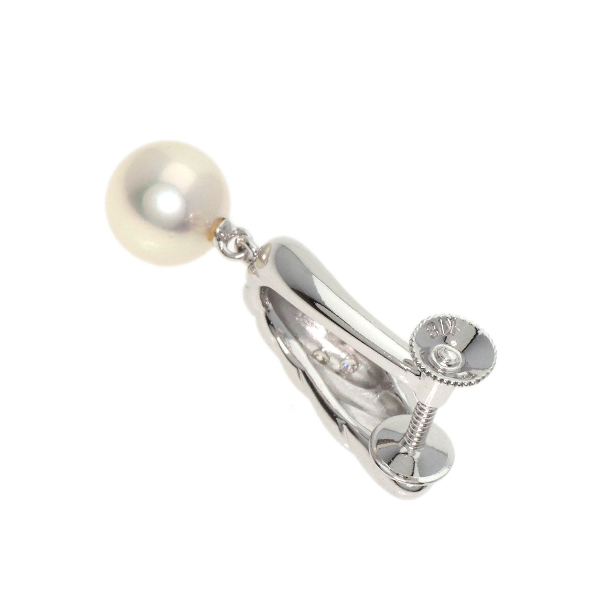 MIKIMOTO Pearl Pearl Diamond One piece only Earring K18 White Gold Ladies [Used]
