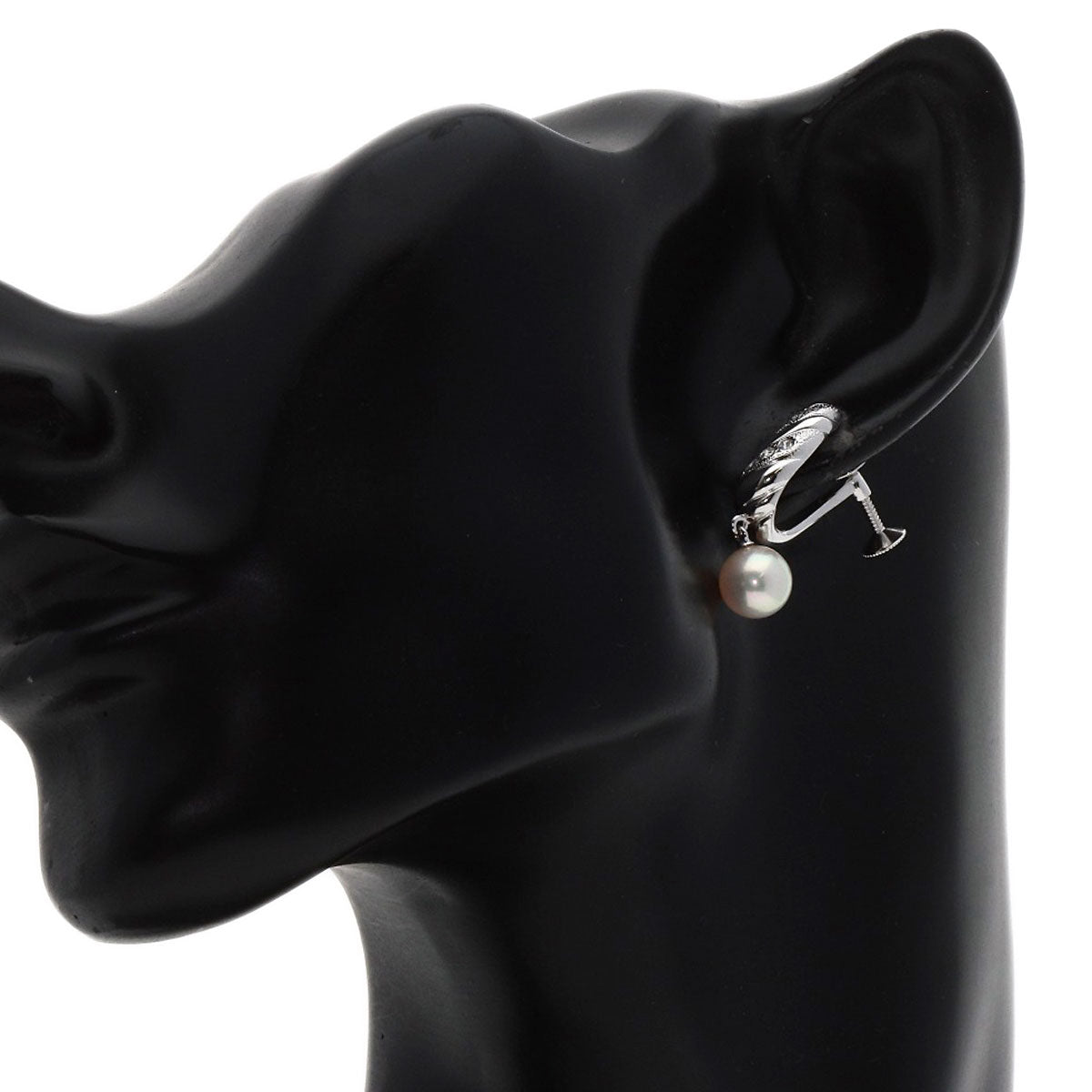 MIKIMOTO Pearl Pearl Diamond One piece only Earring K18 White Gold Ladies [Used]