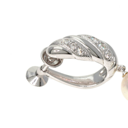 MIKIMOTO Pearl Pearl Diamond One piece only Earring K18 White Gold Ladies [Used]